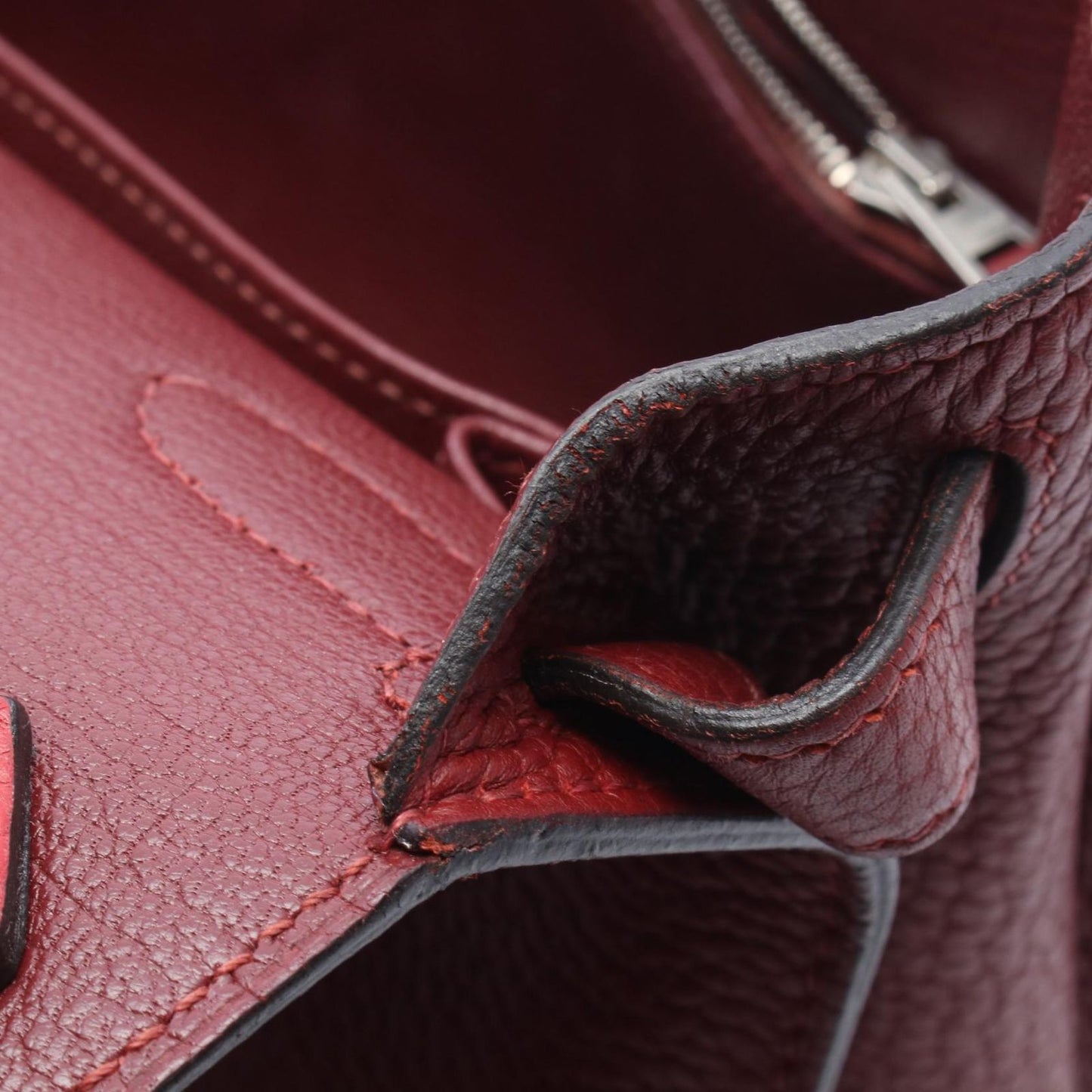 Hermes Shoulder Bag Gipsiere 28 Rouge Casac Ash Leather — view 6