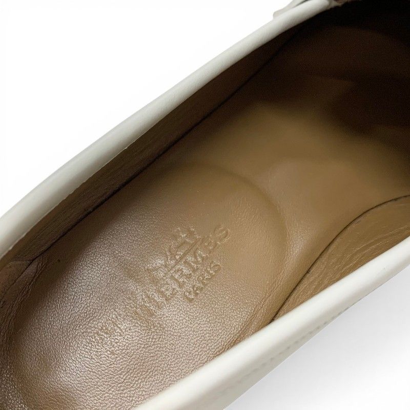Hermes Royale Loafers Leather Shoes White Pink Gold Fringe Moccasins Flat — view 7