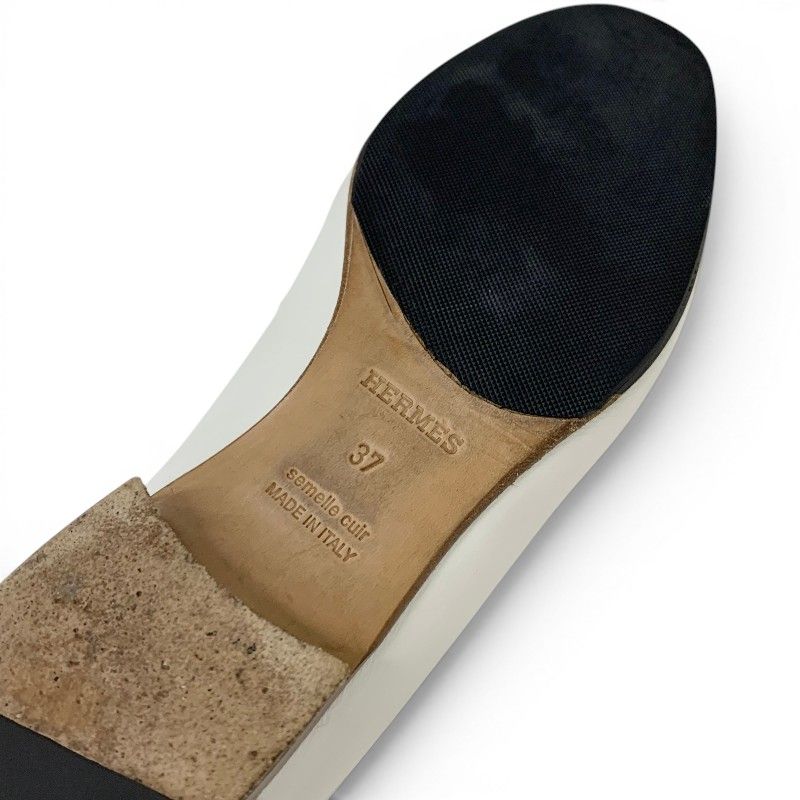 Hermes Royale Loafers Leather Shoes White Pink Gold Fringe Moccasins Flat — view 8