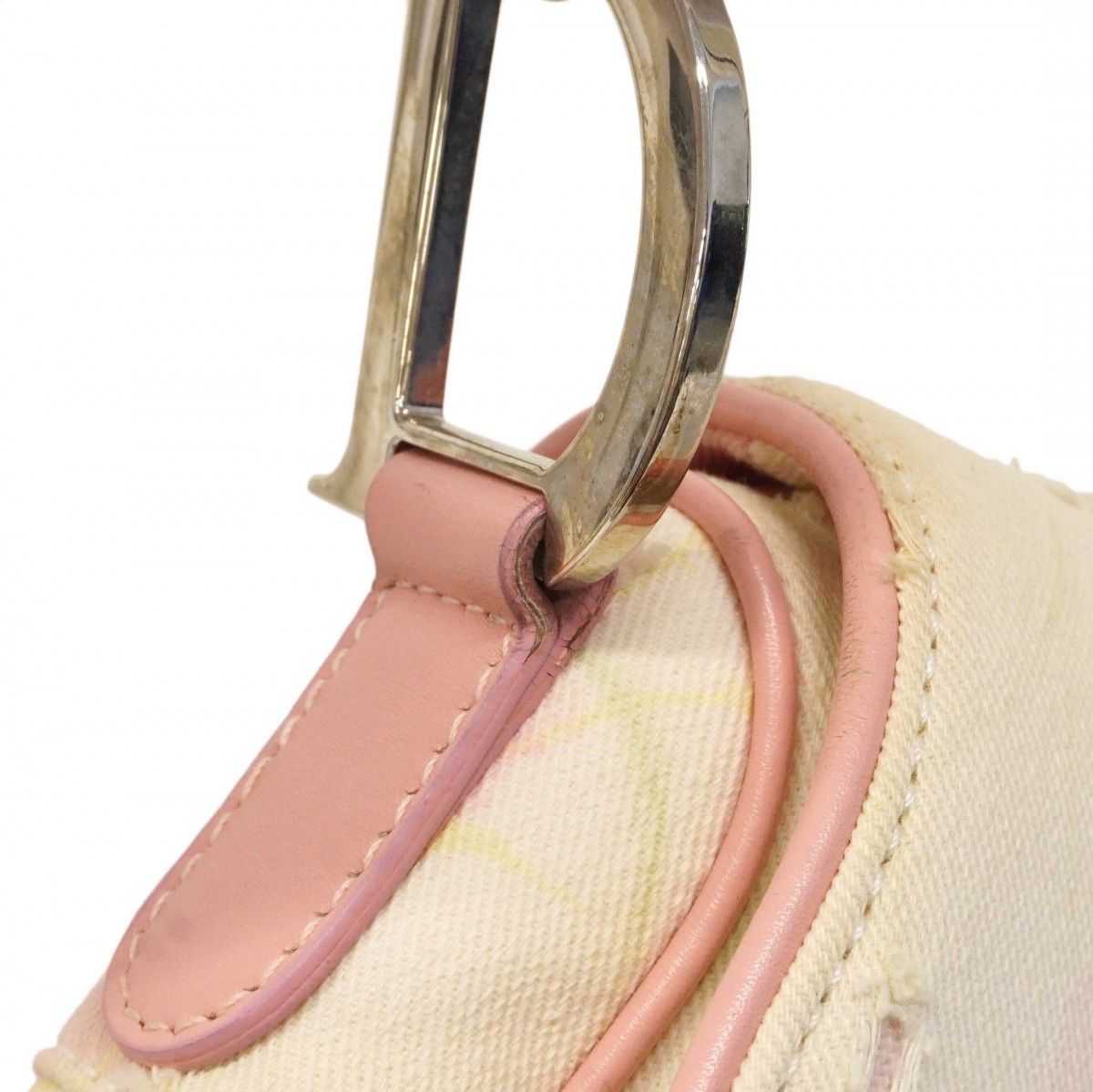 Dior Handbag Saddle Canvas Ivory Pink Silver — view 9