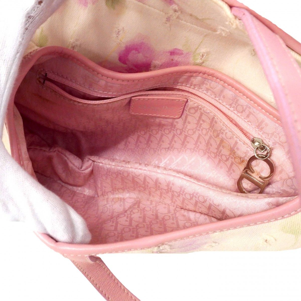 Dior Handbag Saddle Canvas Ivory Pink Silver — view 4
