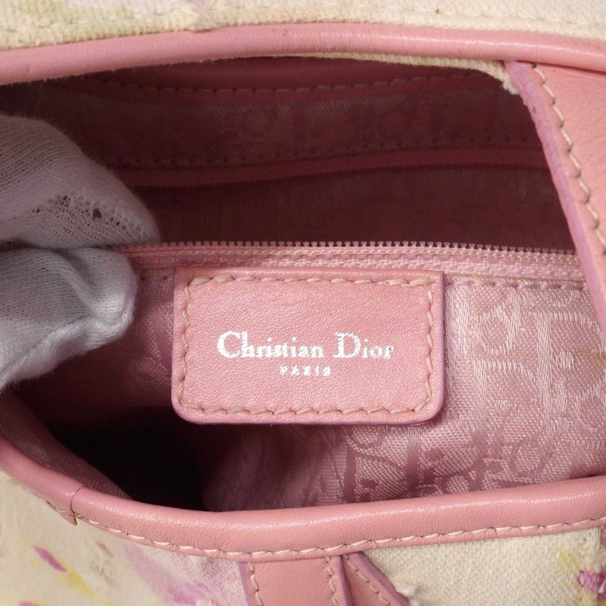 Dior Handbag Saddle Canvas Ivory Pink Silver — view 5
