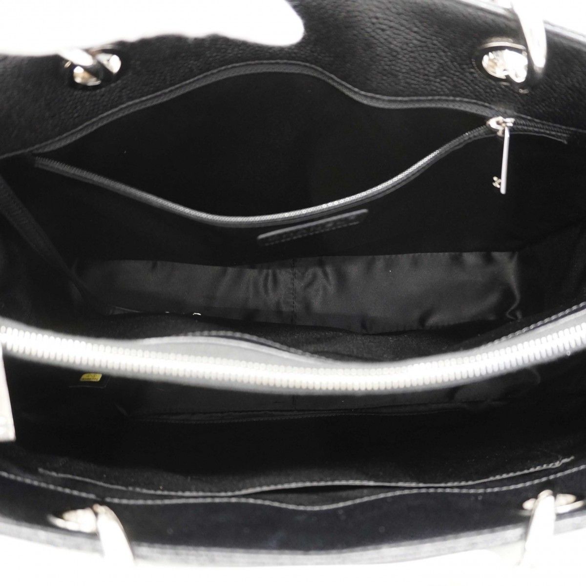 Chanel Chain Tote Quilted Caviar Leather Black Silver — view 4