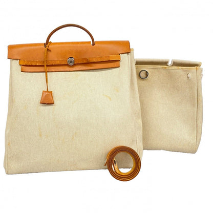 Hermes Handbag Herbag GM Toile Ash Natural Silver 2-Way Bag