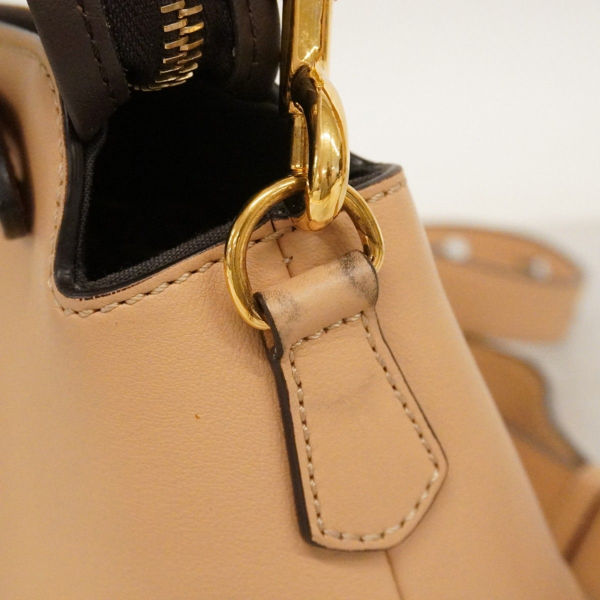 Fendi Handbag Visible Leather Beige Gold 2-Way Bag — view 6