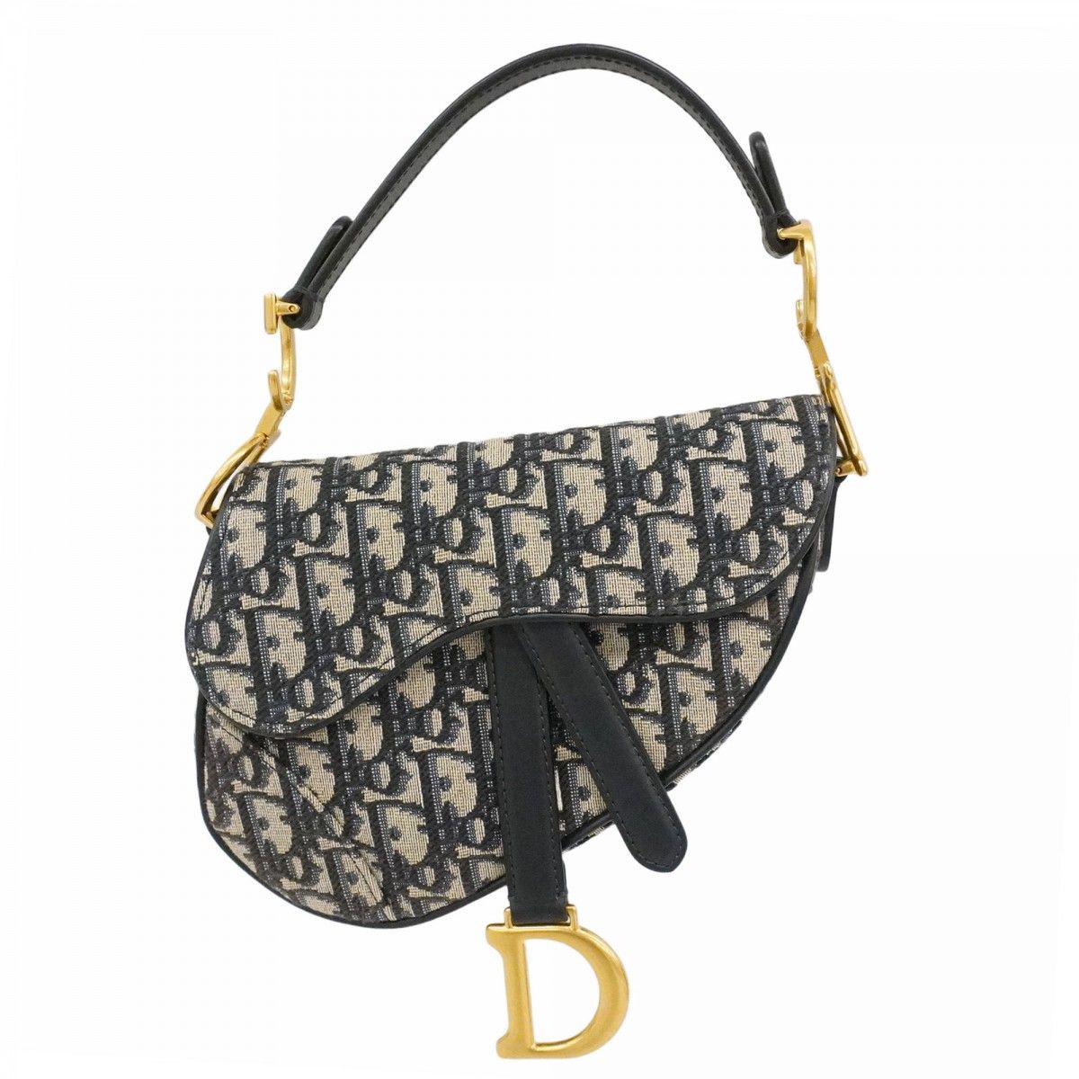 Dior Handbag Oblique Saddle Canvas Navy Gold