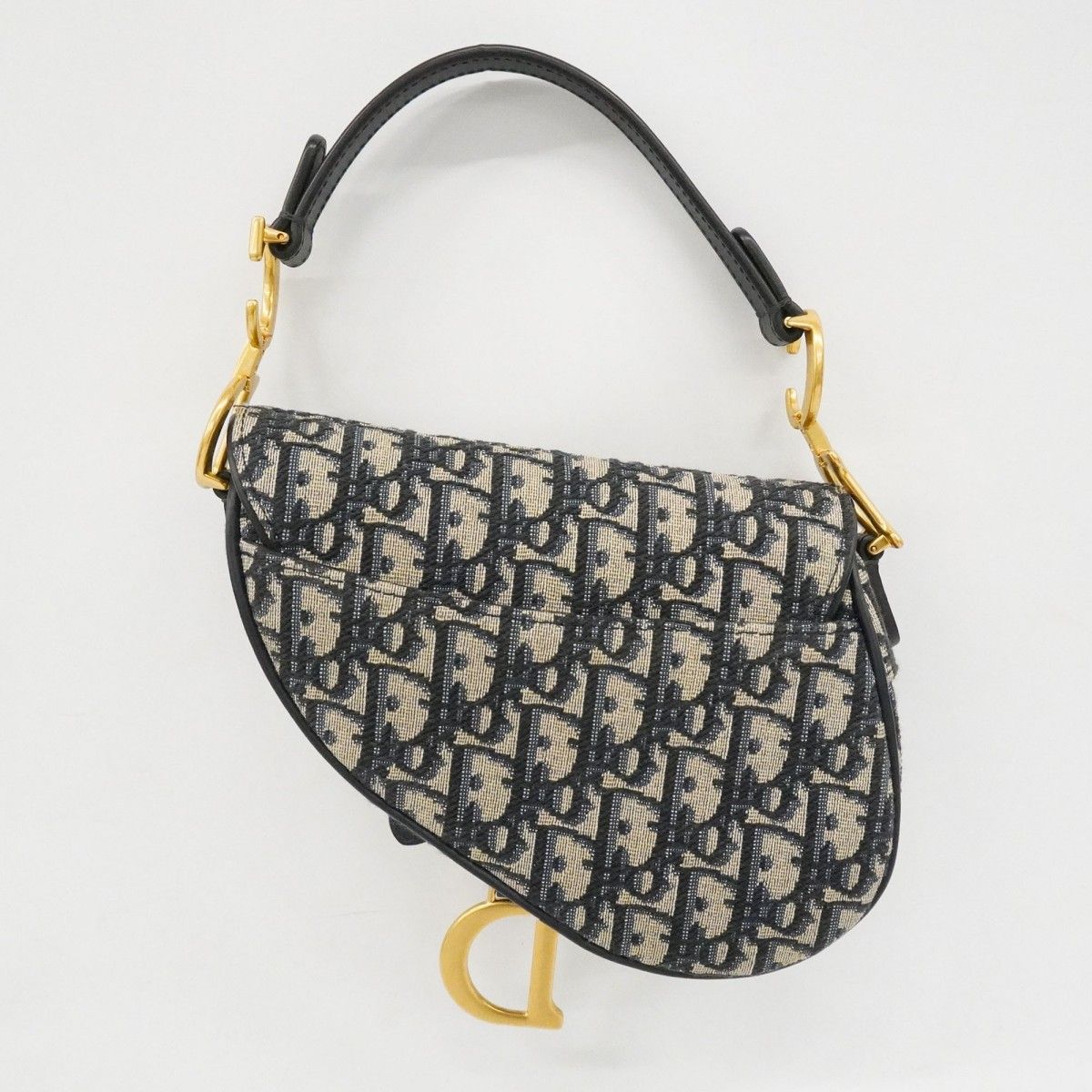 Dior Handbag Oblique Saddle Canvas Navy Gold — view 9