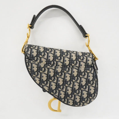 Dior Handbag Oblique Saddle Canvas Navy Gold — view 9