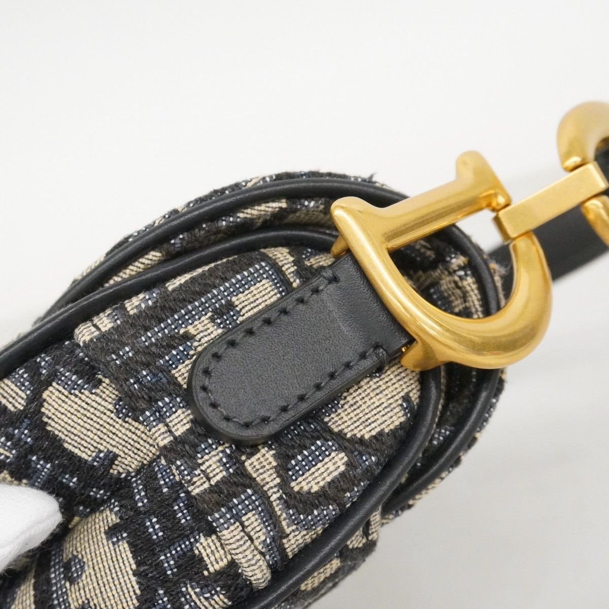 Dior Handbag Oblique Saddle Canvas Navy Gold — view 8