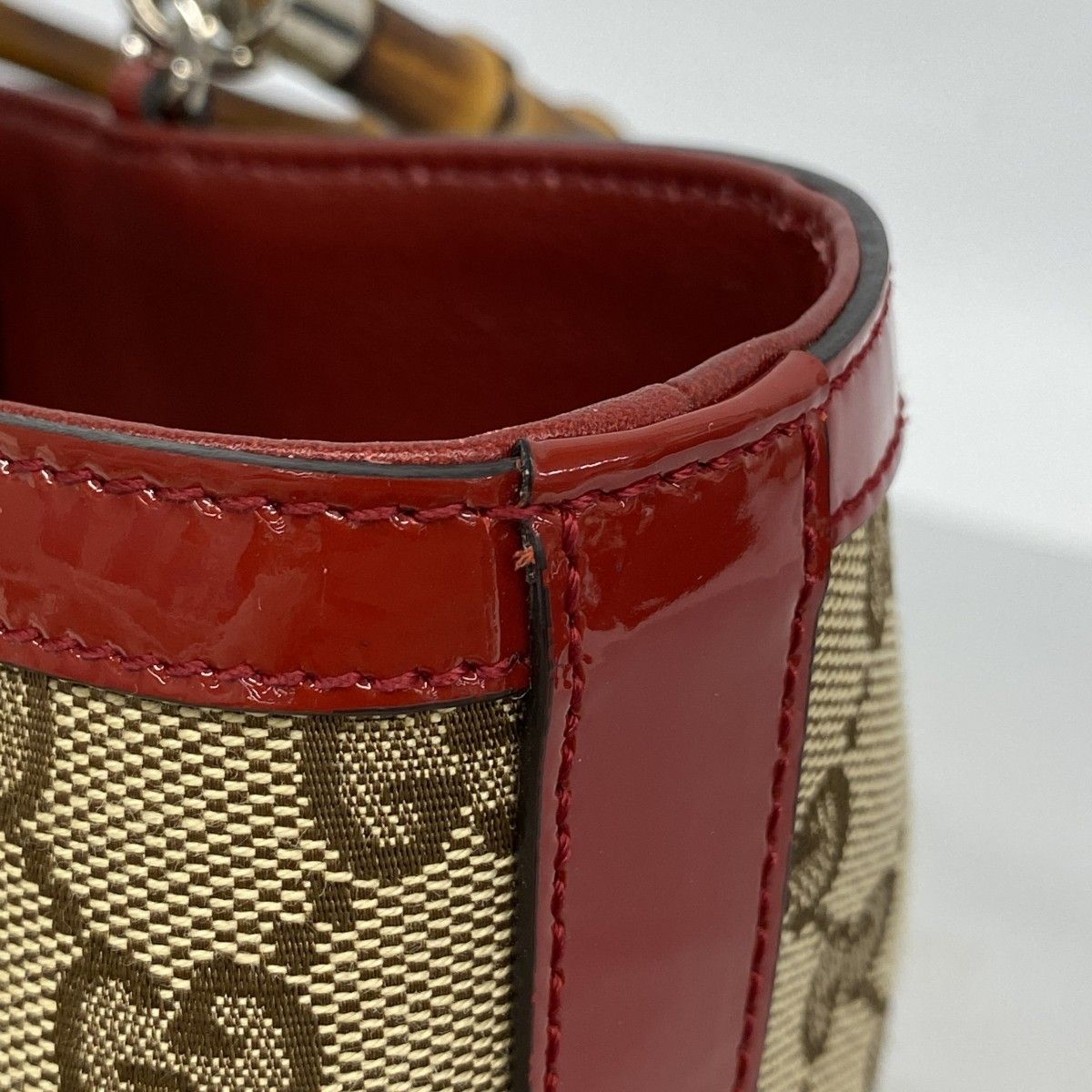 Gucci Handbag GG Canvas Bamboo Beige Red Silver — view 6