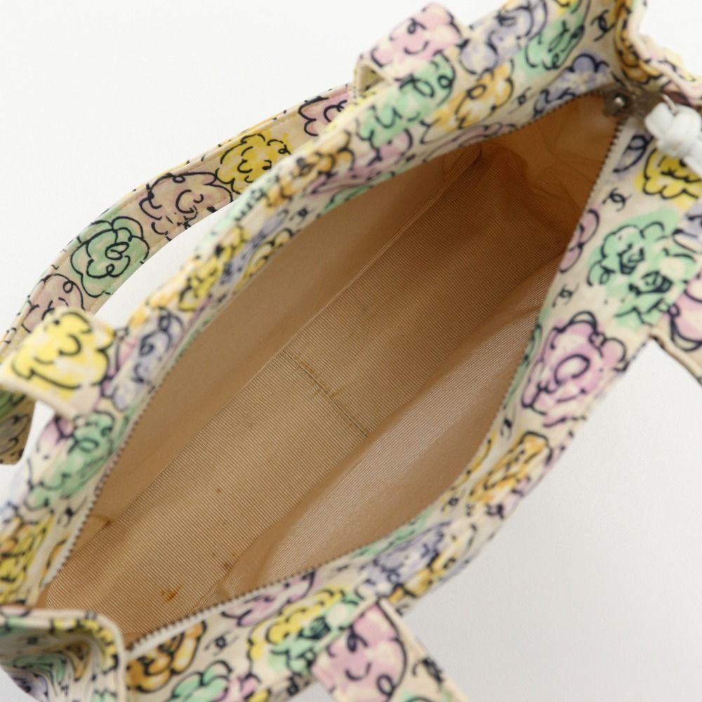Chanel Camellia Print Mini Handbag Nylon Ivory Tote — view 6