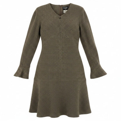 Chanel Front Zip Tweed Dress a Line CC Logo 42 Multicolor