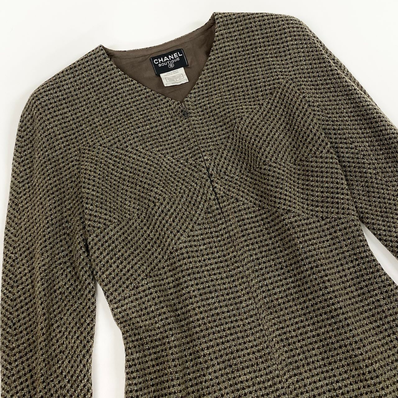 Chanel Front Zip Tweed Dress a Line CC Logo 42 Multicolor — view 4