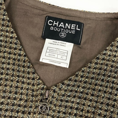 Chanel Front Zip Tweed Dress a Line CC Logo 42 Multicolor — view 9