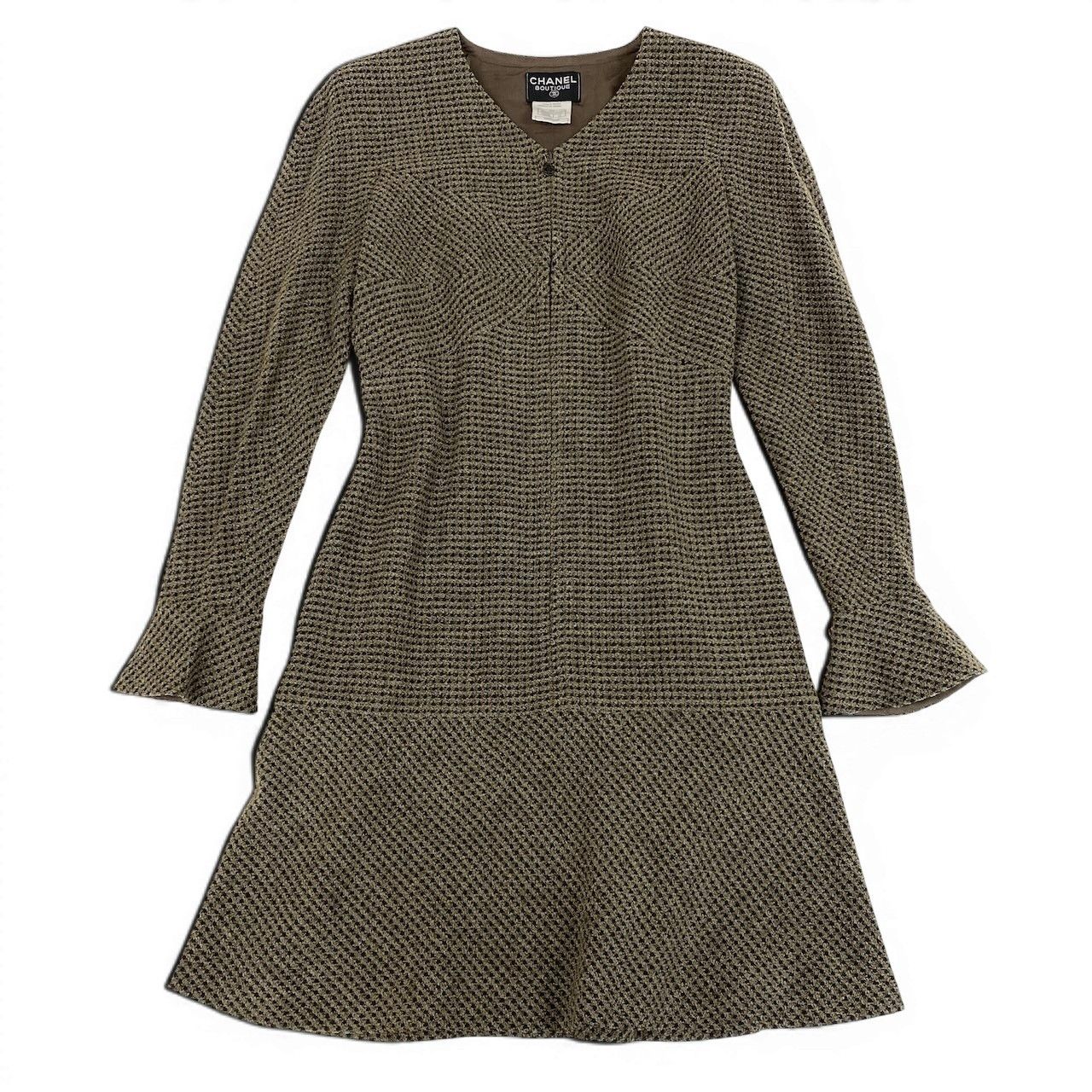 Chanel Front Zip Tweed Dress a Line CC Logo 42 Multicolor — view 2