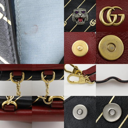 Gucci GG Cat Double Face Chain Shoulder Calf Red Black Bag — view 9