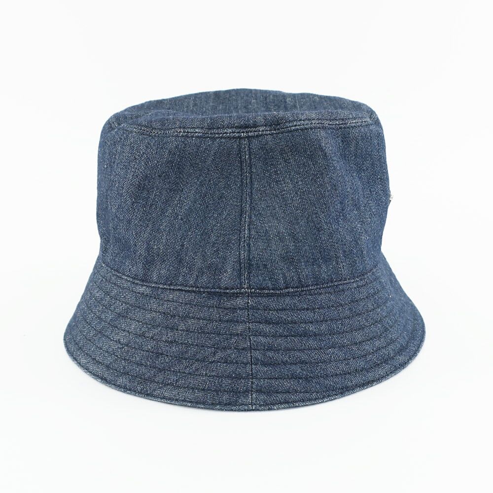Prada Ten Denim Bucket Hat Blue Hat L Triangle Logo Aj6 Cotton — view 3