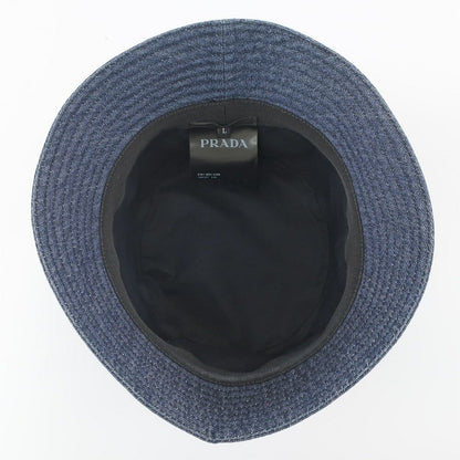 Prada Ten Denim Bucket Hat Blue Hat L Triangle Logo Aj6 Cotton — view 7