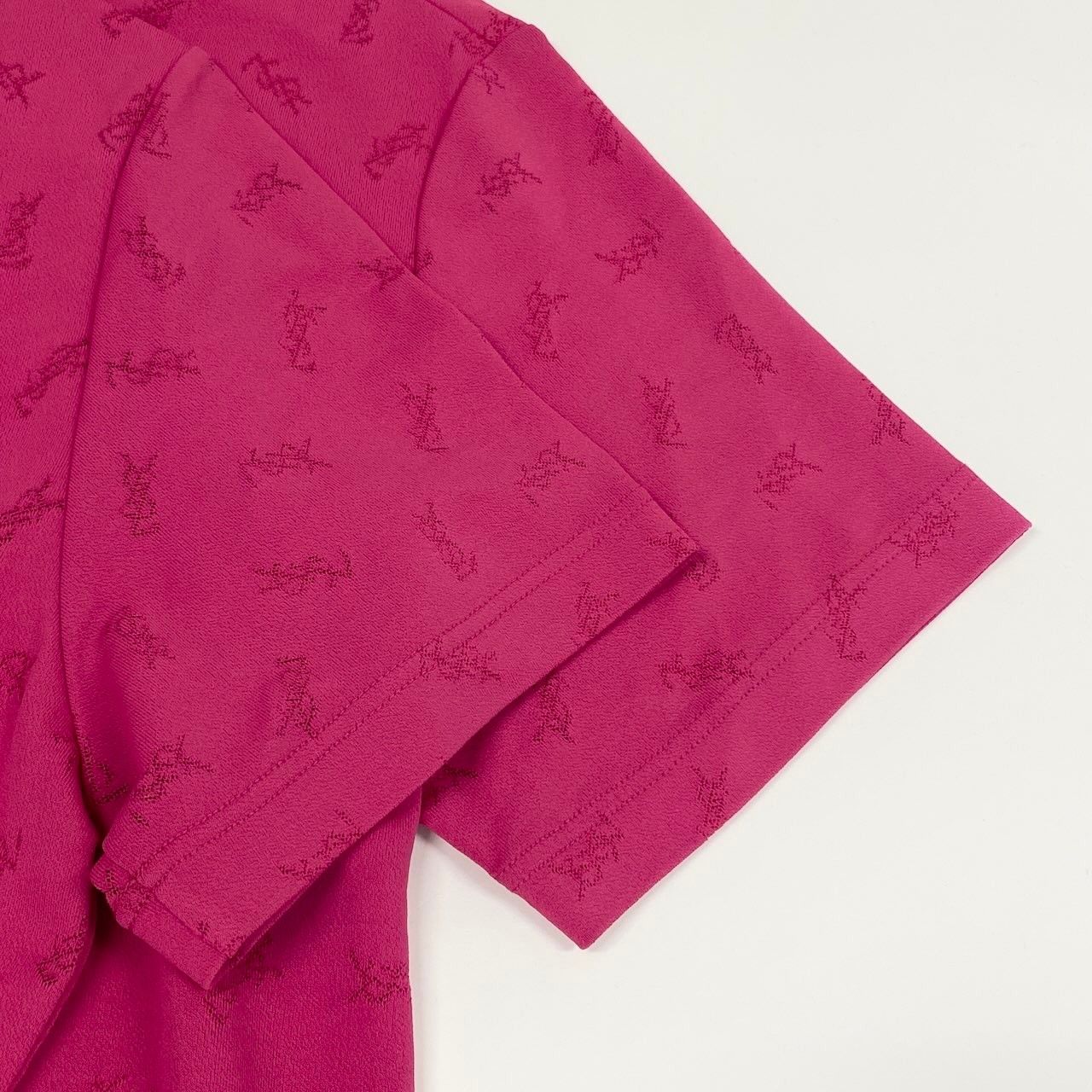 Saint Laurent Yves YSL Logo Short Sleeve T-Shirt Top LL Pink — view 5