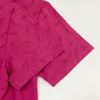 Saint Laurent Yves YSL Logo Short Sleeve T-Shirt Top LL Pink — view 5