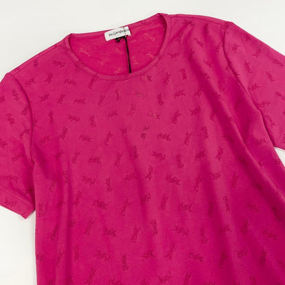 Saint Laurent Yves YSL Logo Short Sleeve T-Shirt Top LL Pink — view 4