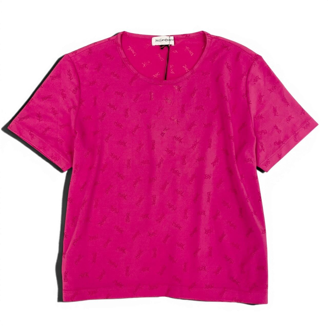 Saint Laurent Yves YSL Logo Short Sleeve T-Shirt Top LL Pink — view 2