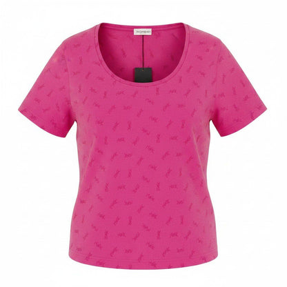 Saint Laurent Yves YSL Logo Short Sleeve T-Shirt Top LL Pink