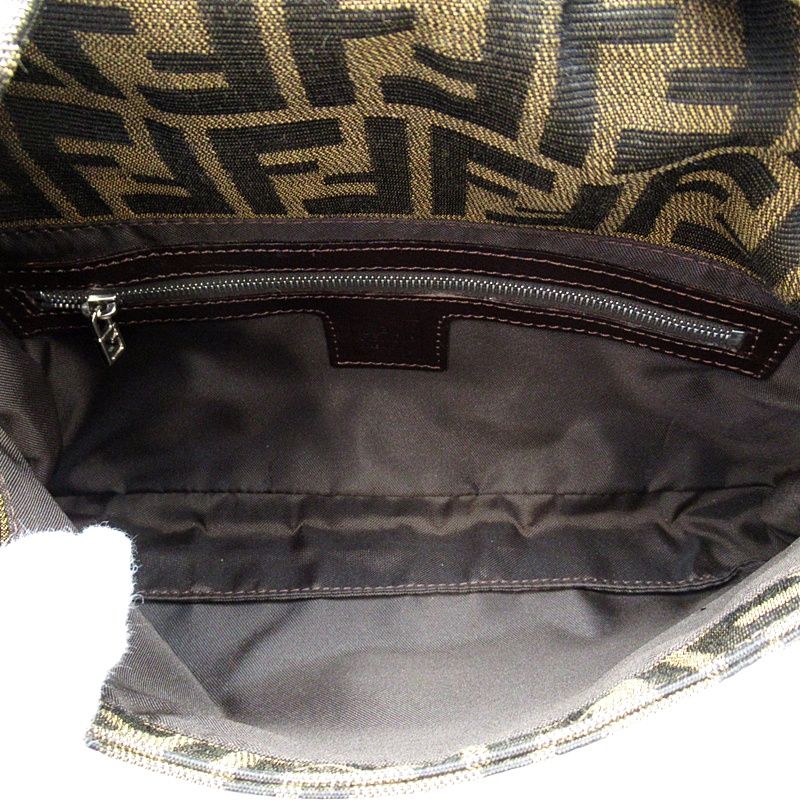 Fendi Zucca Mamma Bucket Canvas Leather Handbag Brown — view 7