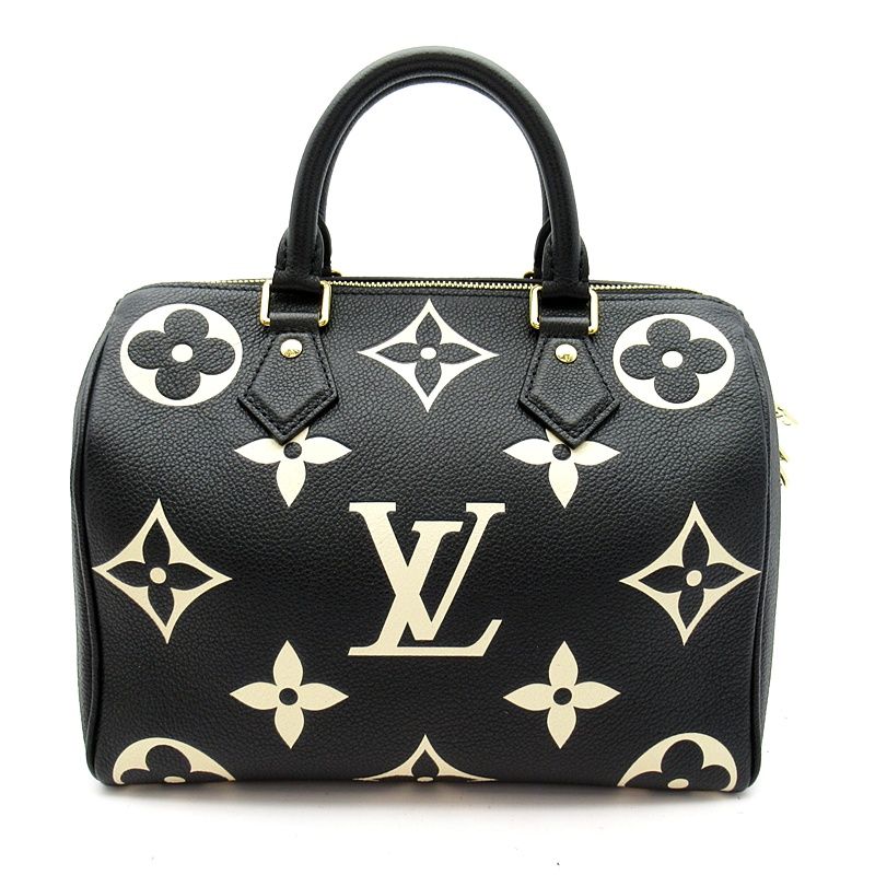 Louis Vuitton Speedy Bandouliere 25 Monogram Empreinte Handbag Black Beige