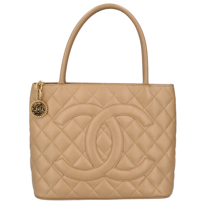 Chanel Medallion Tote Caviar Leather Beige