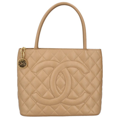 Chanel Medallion Tote Caviar Leather Beige