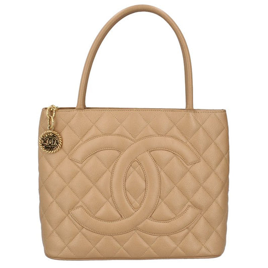 Chanel Medallion Tote Caviar Leather Beige