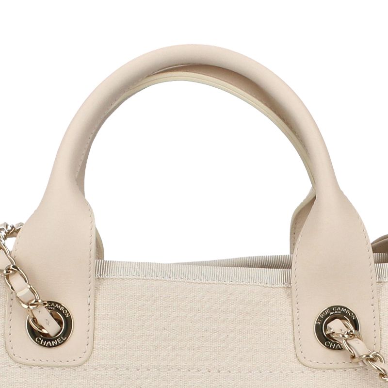 Chanel Deauville Line Tote Canvas Leather Cream — view 2