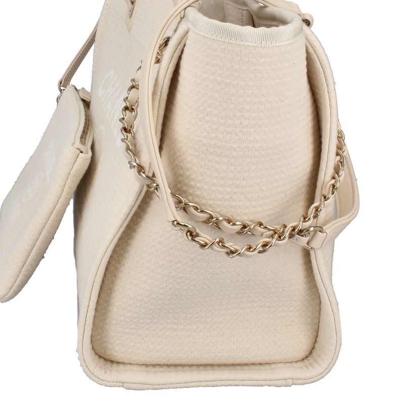 Chanel Deauville Line Tote Canvas Leather Cream — view 3