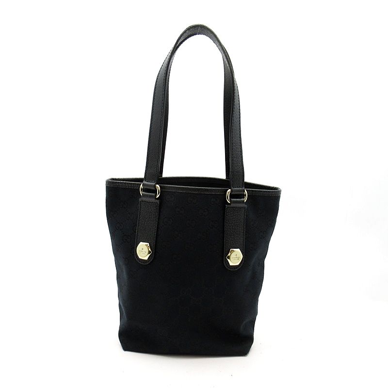 Gucci Bucket Tote GG Canvas Leather Black