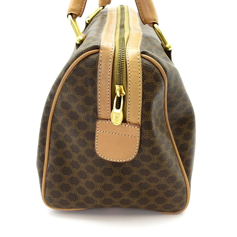 Celine Macadam Mini Boston Bag Leather Brown — view 5
