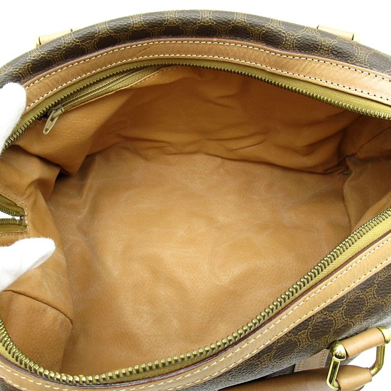 Celine Macadam Mini Boston Bag Leather Brown — view 7