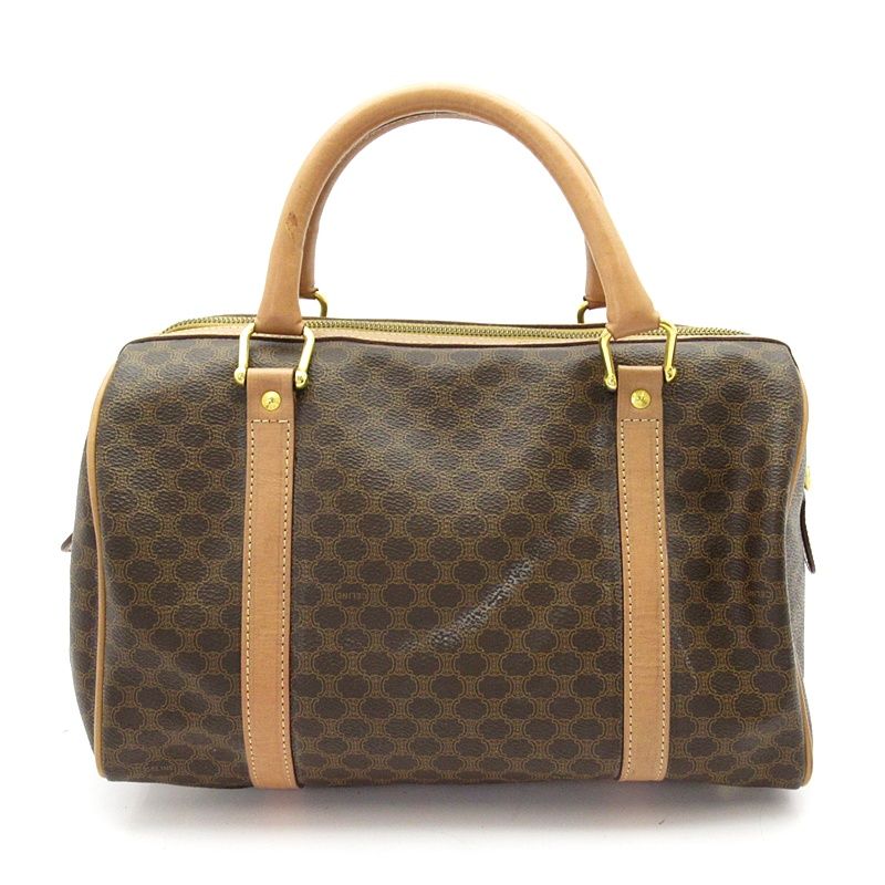 Celine Macadam Mini Boston Bag Leather Brown — view 4