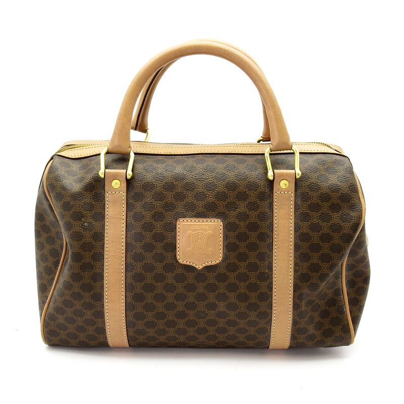 Celine Macadam Mini Boston Bag Leather Brown
