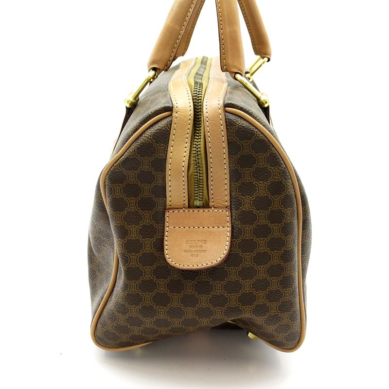 Celine Macadam Mini Boston Bag Leather Brown — view 3