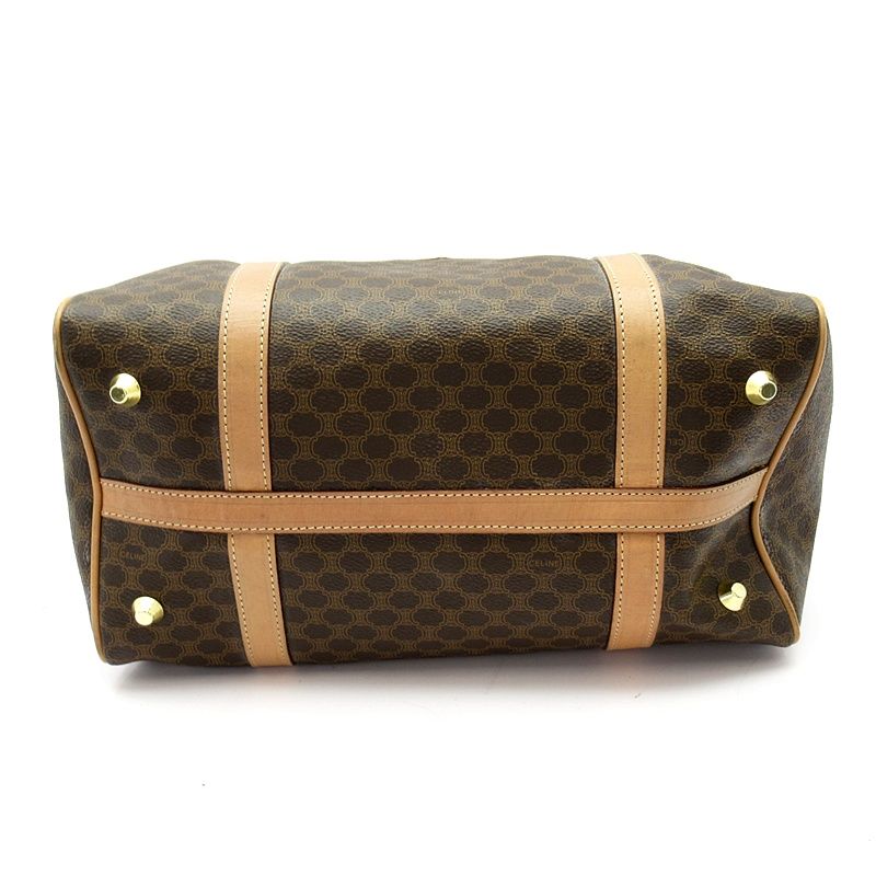 Celine Macadam Mini Boston Bag Leather Brown — view 6