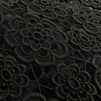 Dior Flower Lace Dress Tiered 44 Black Navy — view 6
