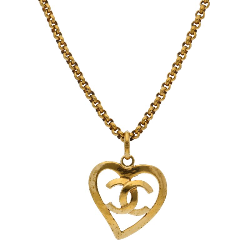 Chanel CC Logo Necklace Brass — view 2