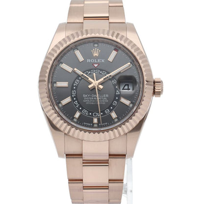 Rolex Sky Dweller Watch Oyster Calf Box 18k Pink Gold Gray Polished — view 2