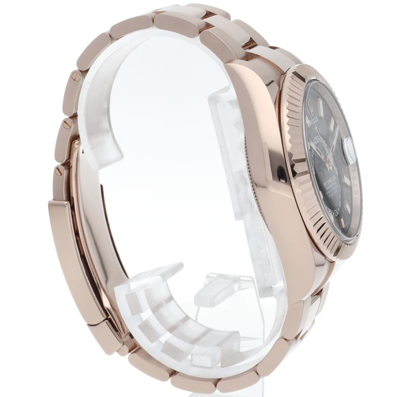 Rolex Sky Dweller Watch Oyster Calf Box 18k Pink Gold Gray Polished — view 4
