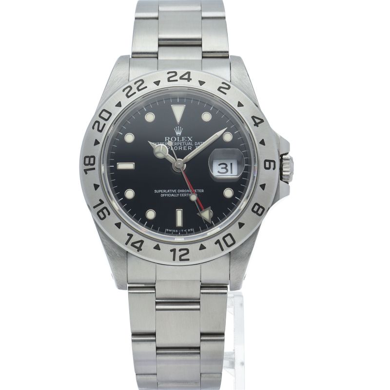 Rolex Tritium Single Buckle Box SS Watch Black Polished — view 2