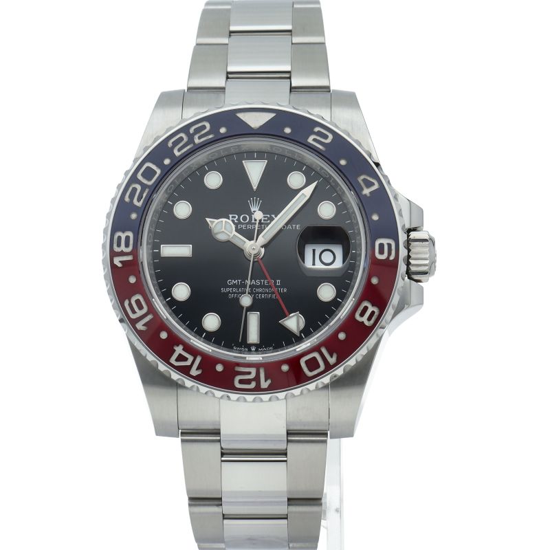Rolex GMT Master 2 Watch Oyster Box SS Black Polished — view 2