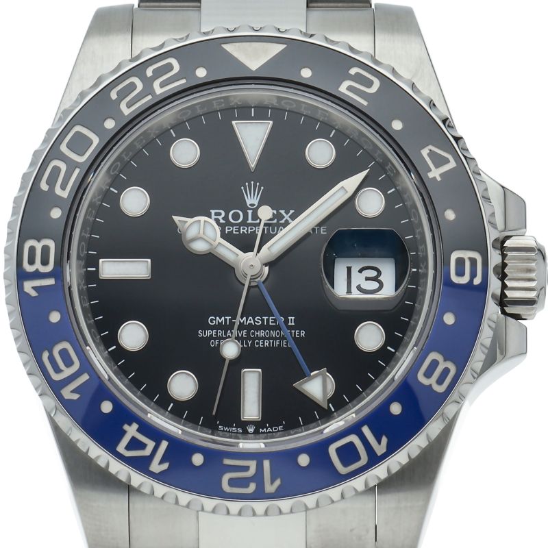 Rolex GMT Master 2 Watch Oyster SS Black Polished