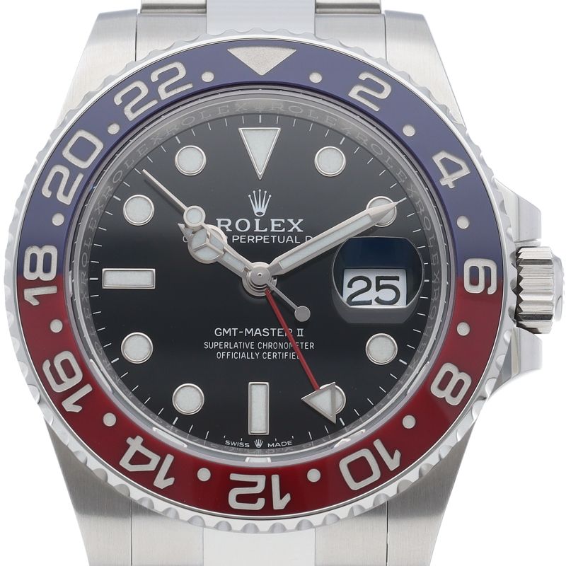 Rolex GMT Master 2 Watch Oyster Box SS Black Polished