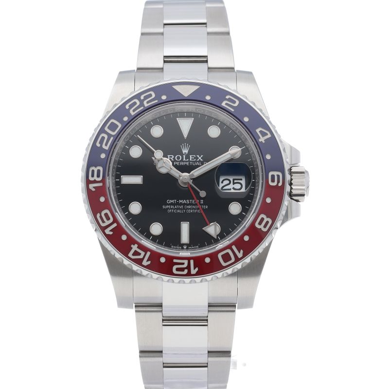 Rolex GMT Master 2 Watch Oyster Box SS Black Polished — view 2